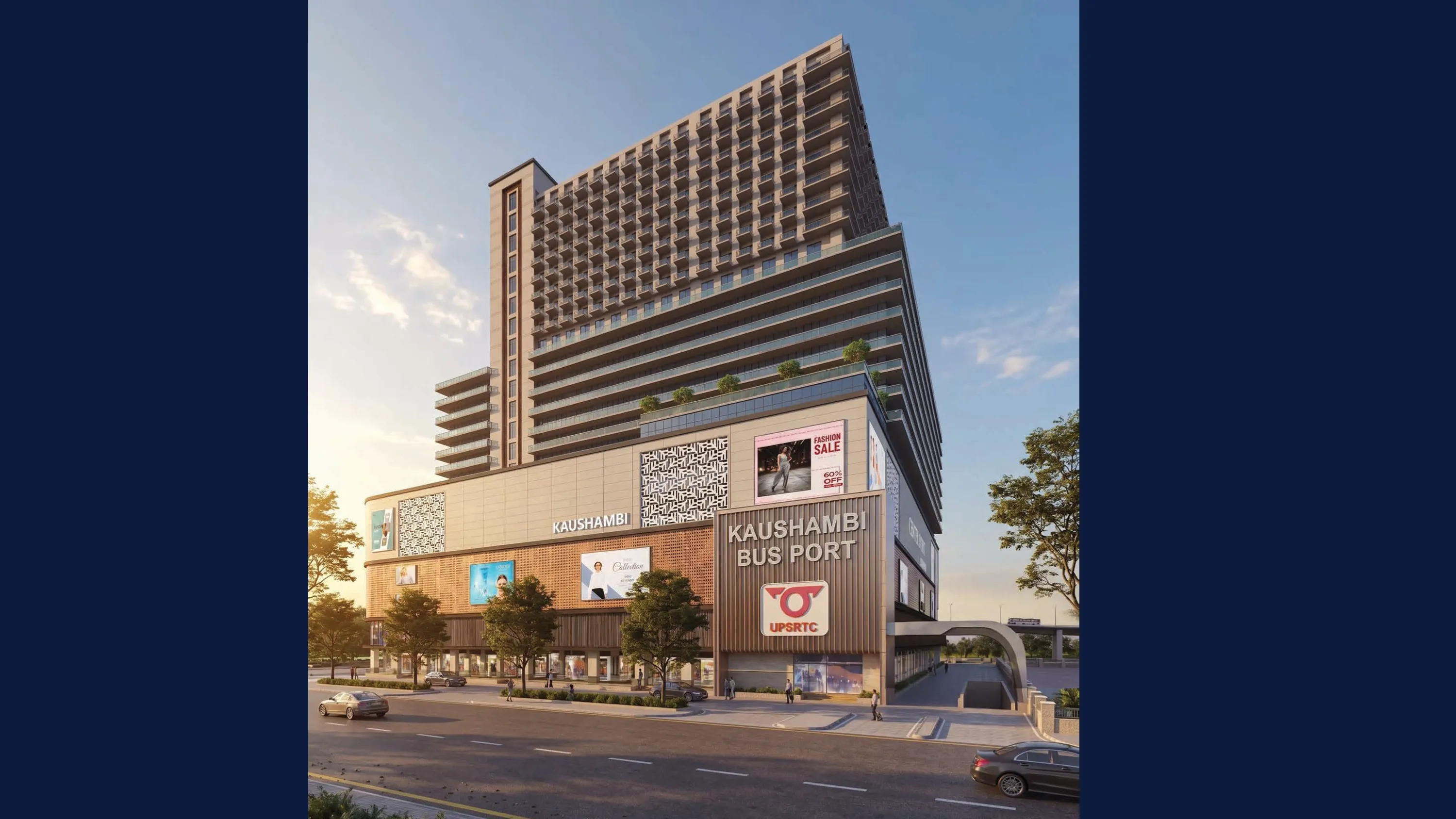 Kaushambi Bus Port architectural design view — Omaxe commercial landmark
