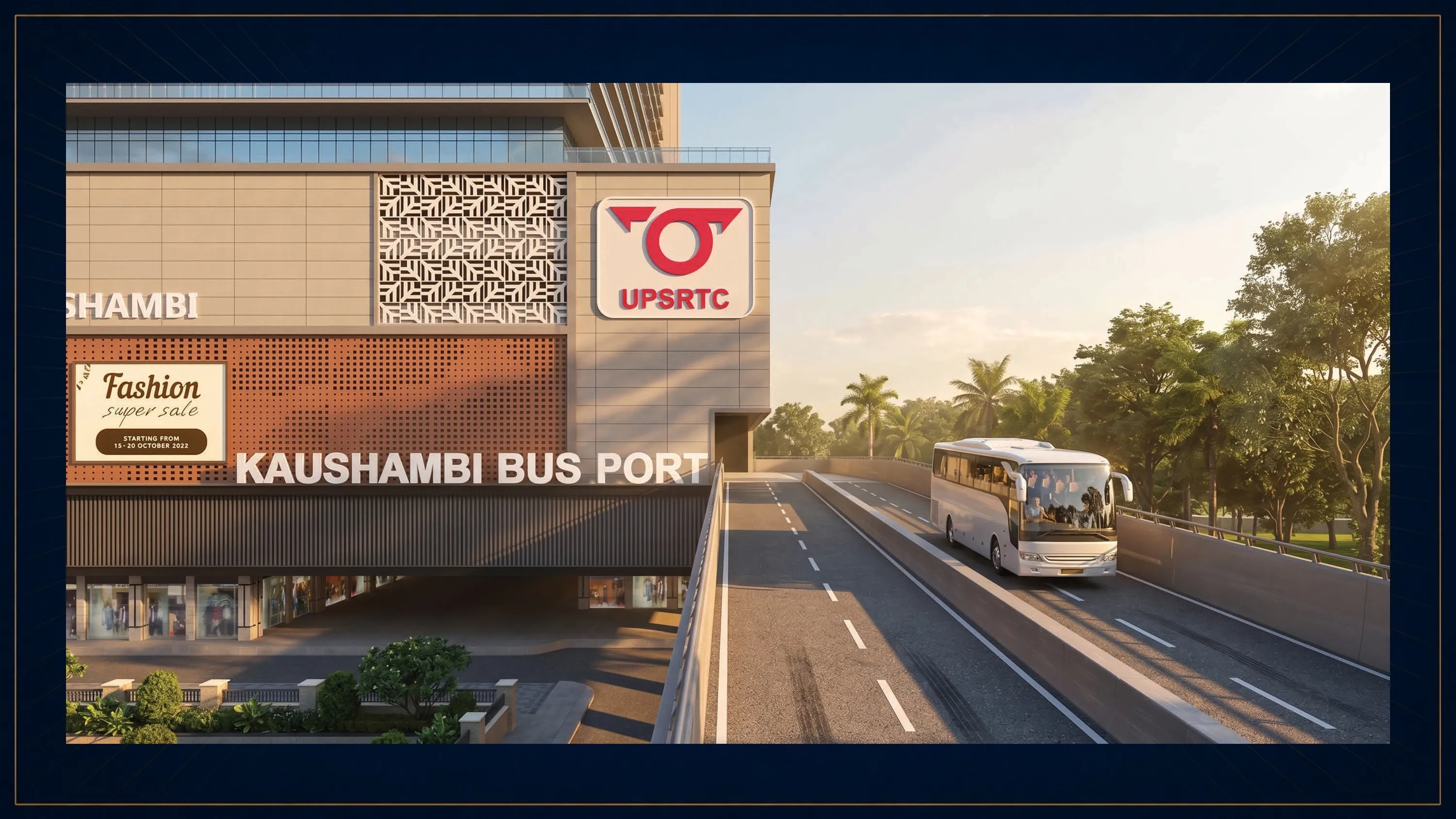 Ground entrance and driveway design view of Omaxe Kaushambi